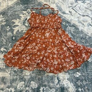 Floral orange top with ruffles